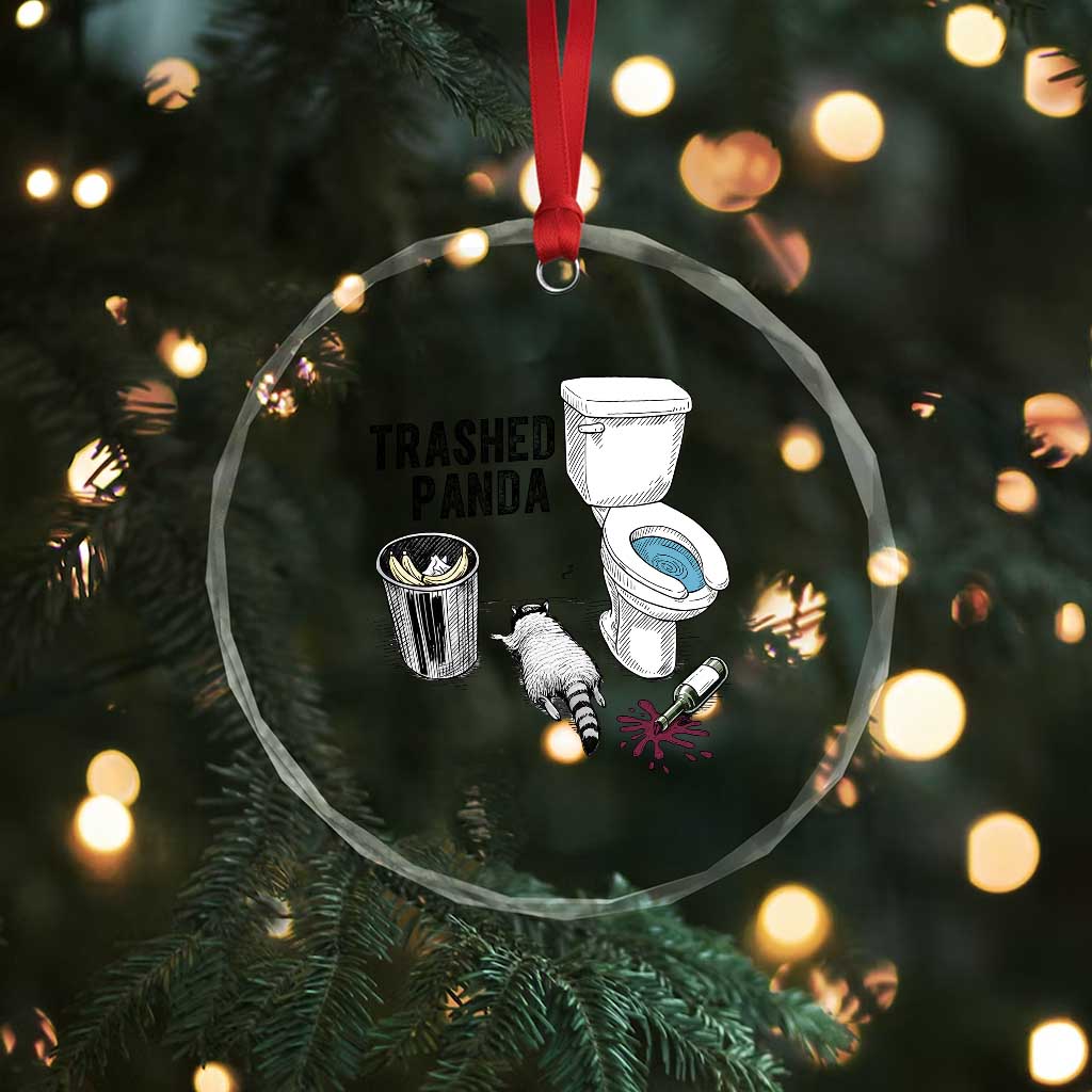 Trashed Panda Crystal Glass Ornament Funny Drunk Racoon Meme - Wonder Print Shop