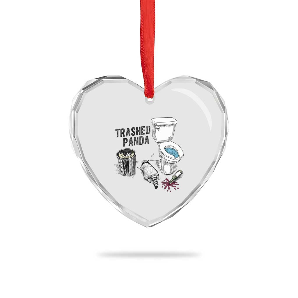 Trashed Panda Heart Crystal Glass Ornament Funny Drunk Racoon Meme - Wonder Print Shop