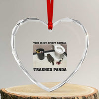 Trashed Panda Heart Crystal Glass Ornament My Spirit Animal Funny Drunk Raccoon Meme - Wonder Print Shop