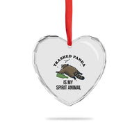 Trashed Panda Is My Spirit Animal Heart Crystal Glass Ornament Funny Drunk Raccoon Meme for Party People Hot Mess Energy - Wonder Print Shop