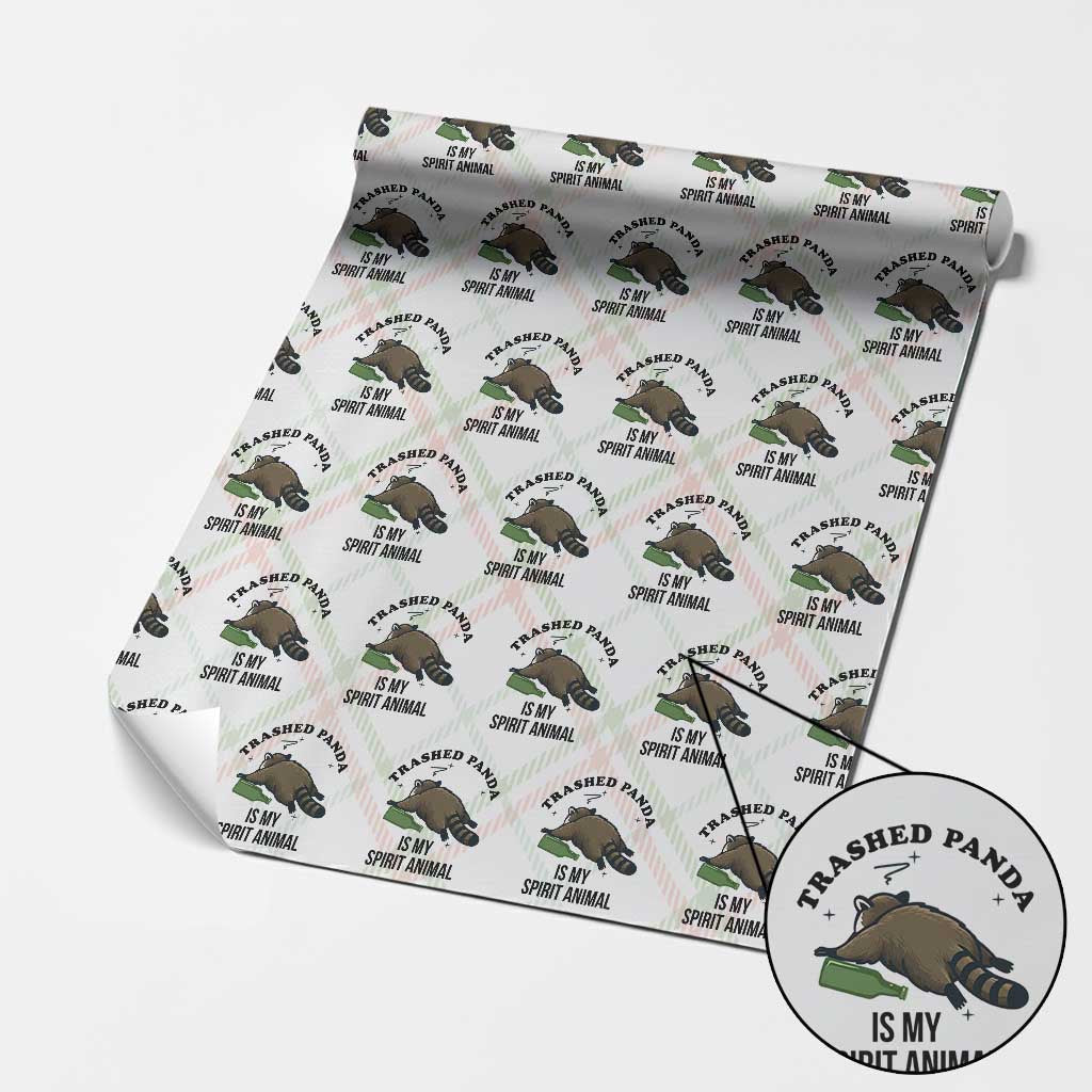 Trashed Panda Is My Spirit Animal Wrapping Paper Roll Funny Drunk Raccoon Meme for Party People Hot Mess Energy - Wonder Print Shop