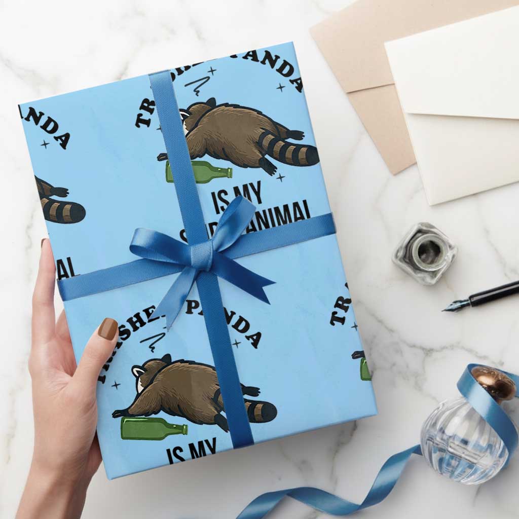 Trashed Panda Is My Spirit Animal Wrapping Paper Roll Funny Drunk Raccoon Meme for Party People Hot Mess Energy - Wonder Print Shop