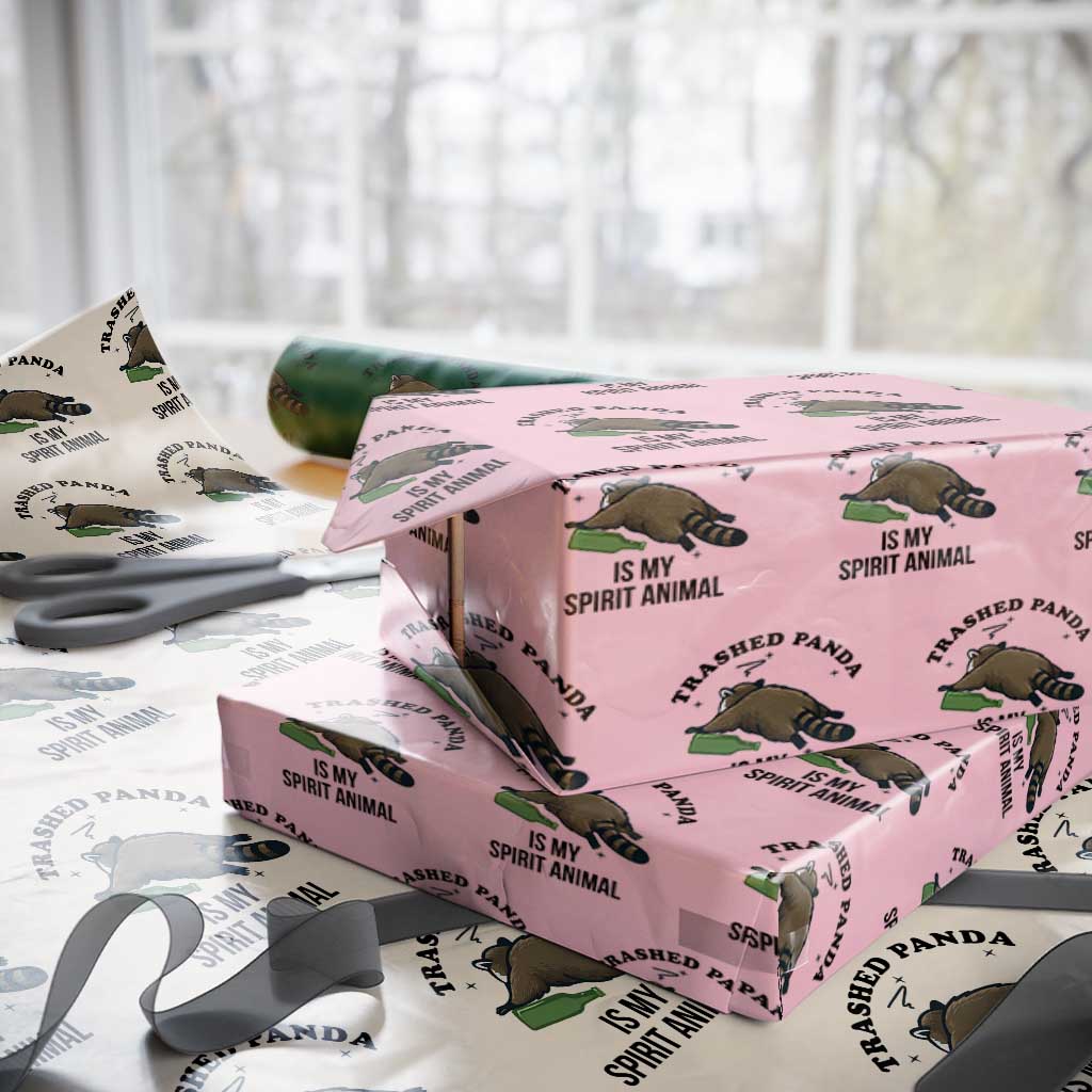 Trashed Panda Is My Spirit Animal Wrapping Paper Roll Funny Drunk Raccoon Meme for Party People Hot Mess Energy - Wonder Print Shop
