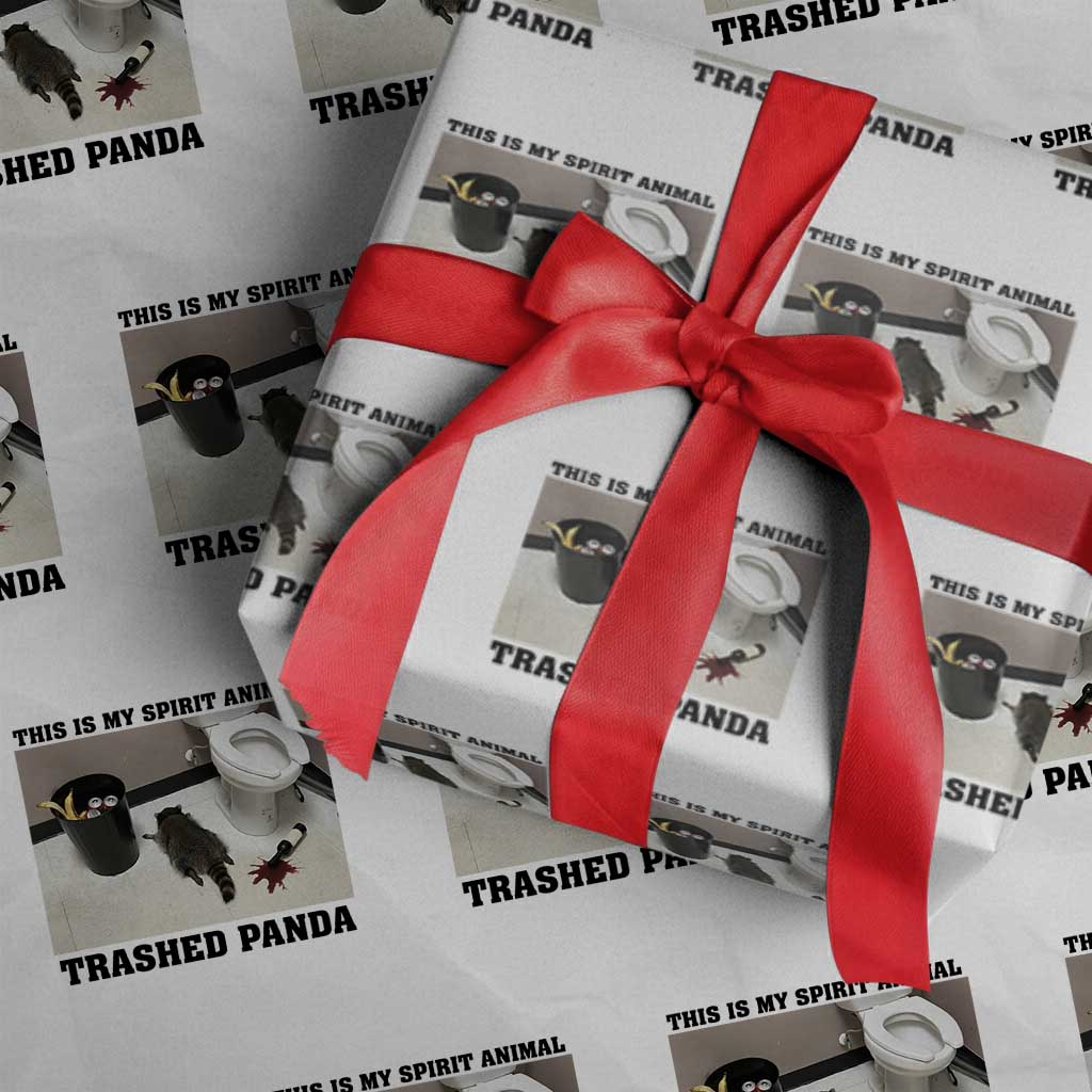 Trashed Panda Wrapping Paper Roll My Spirit Animal Funny Drunk Raccoon Meme - Wonder Print Shop