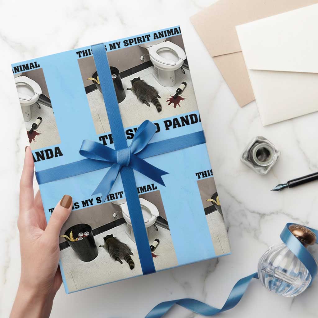Trashed Panda Wrapping Paper Roll My Spirit Animal Funny Drunk Raccoon Meme - Wonder Print Shop