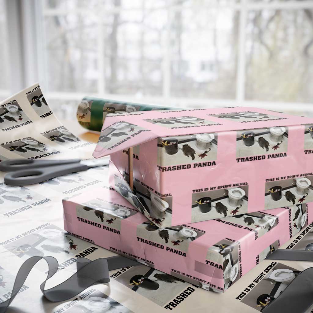 Trashed Panda Wrapping Paper Roll My Spirit Animal Funny Drunk Raccoon Meme - Wonder Print Shop