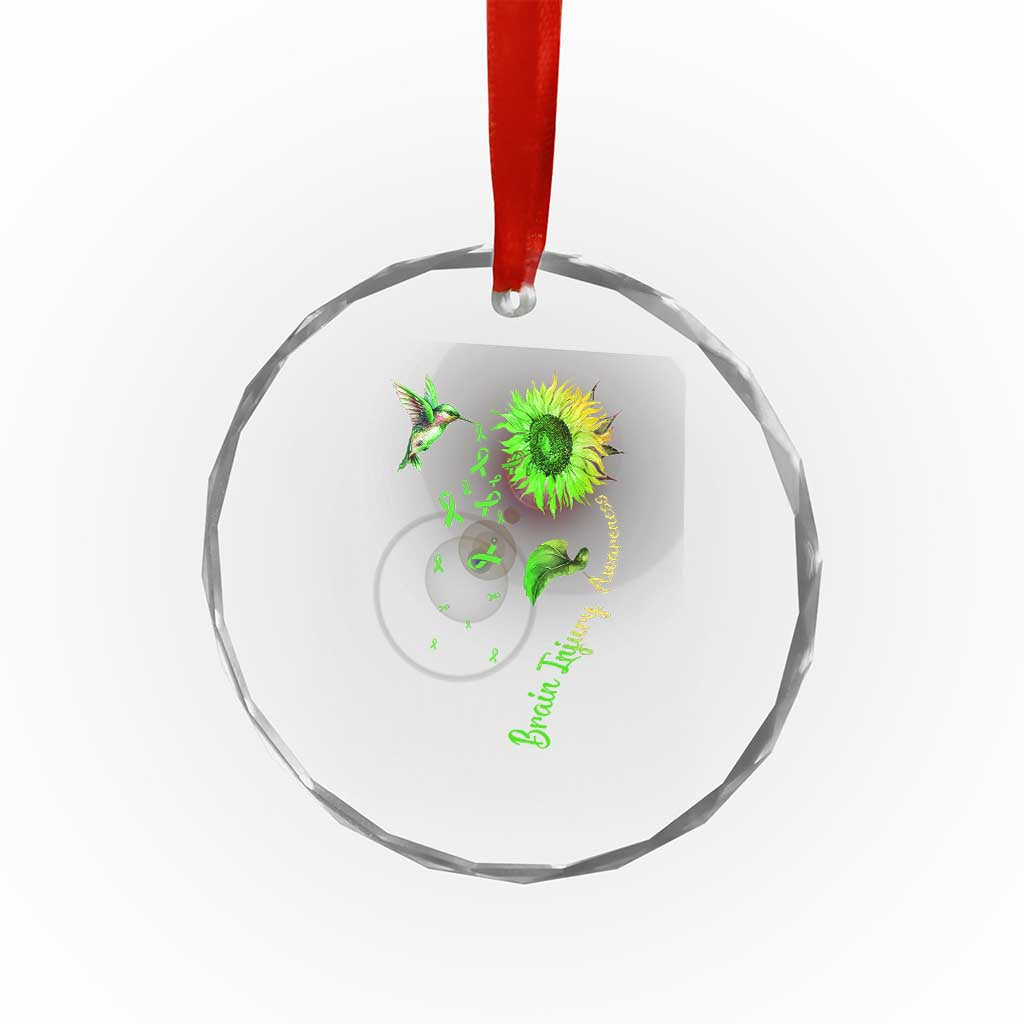Traumatic Brain Injury Awareness Crystal Glass Ornament Sunflower Hummingbird - Wonder Print Shop