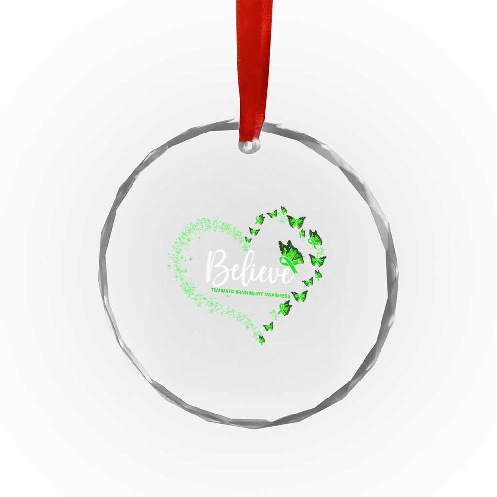 Traumatic Brain Injury Awareness Crystal Glass Ornament TBI Believe Butterflies - Wonder Print Shop