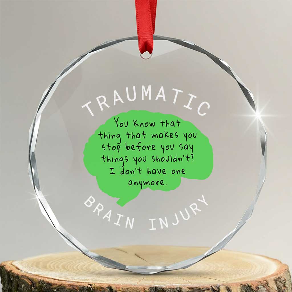 Traumatic Brain Injury Awareness Crystal Glass Ornament TBI Support - Wonder Print Shop