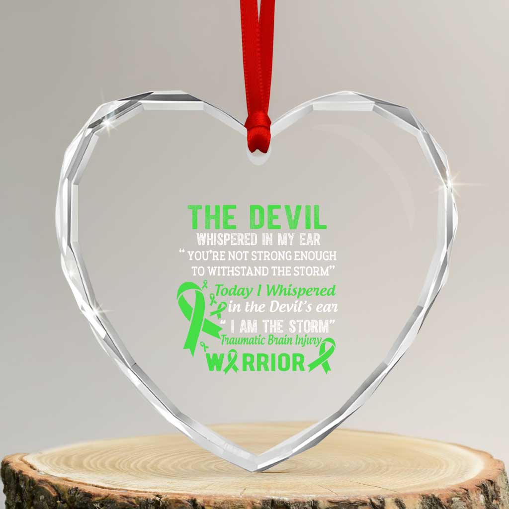 Traumatic Brain Injury Awareness Heart Crystal Glass Ornament I Am The Storm TBI Warrior - Wonder Print Shop