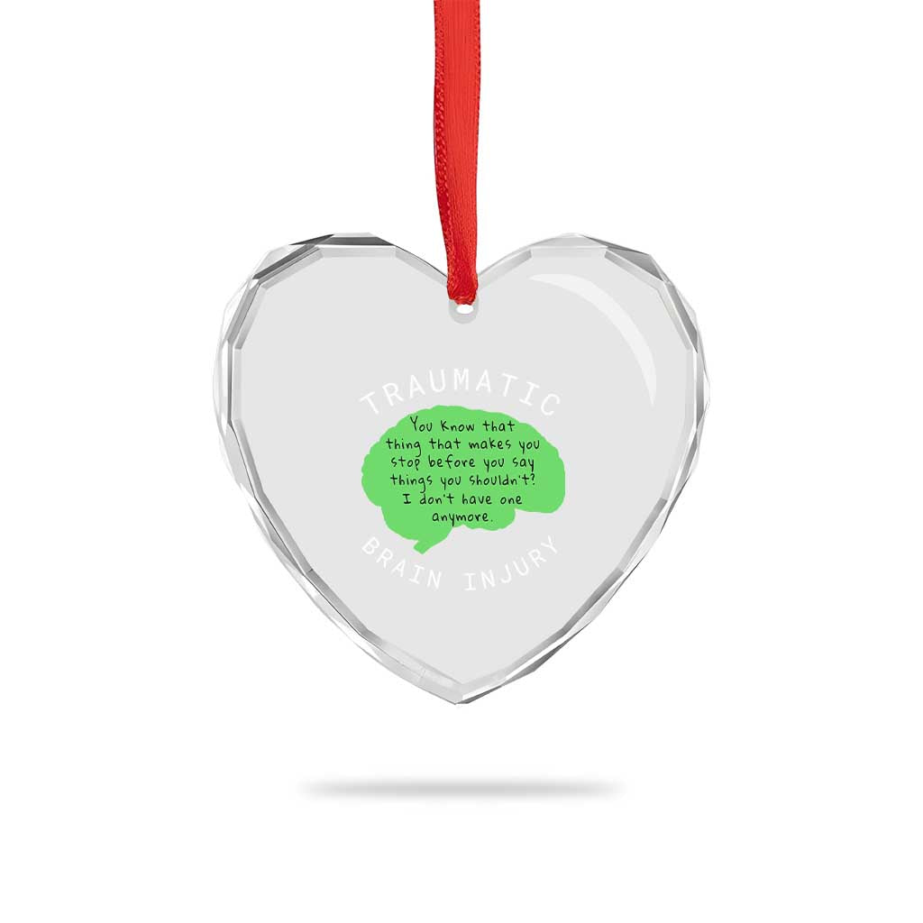 Traumatic Brain Injury Awareness Heart Crystal Glass Ornament TBI Support - Wonder Print Shop