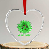 Traumatic Brain Injury Awareness Heart Crystal Glass Ornament TBI We Fight Together Green Sunflower - Wonder Print Shop
