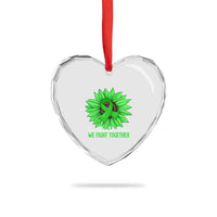 Traumatic Brain Injury Awareness Heart Crystal Glass Ornament TBI We Fight Together Green Sunflower - Wonder Print Shop