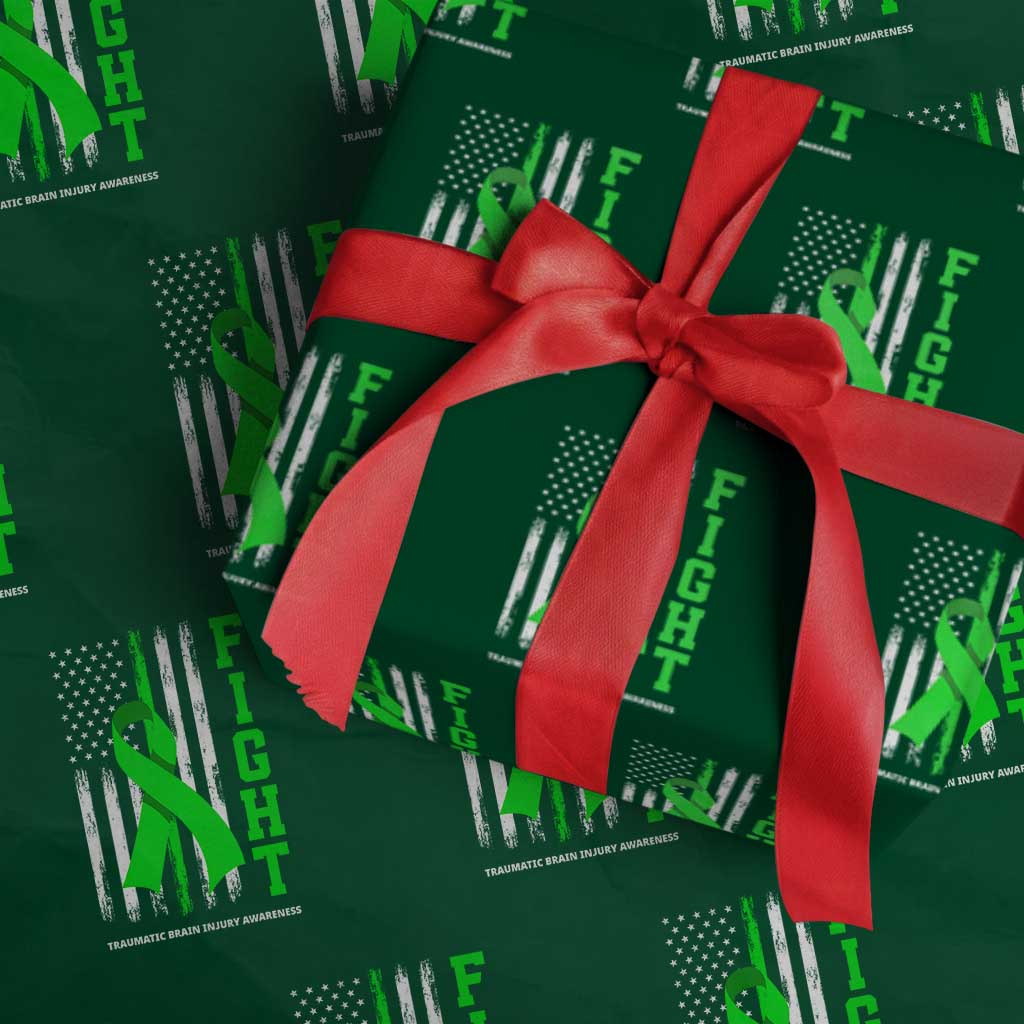 Traumatic Brain Injury Awareness Wrapping Paper Roll Fight TBI American US Flag - Wonder Print Shop