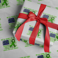 Traumatic Brain Injury Awareness Wrapping Paper Roll Not All Wounds Are Visible TBI Warrior American Flag - Wonder Print Shop