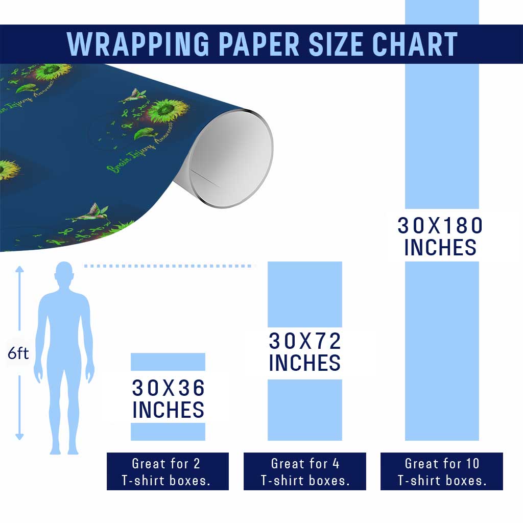 Traumatic Brain Injury Awareness Wrapping Paper Roll Sunflower Hummingbird - Wonder Print Shop