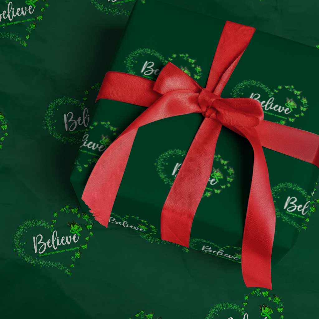 Traumatic Brain Injury Awareness Wrapping Paper Roll TBI Believe Butterflies - Wonder Print Shop