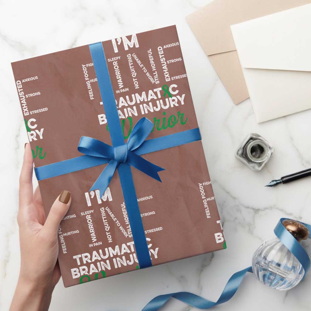 Traumatic Brain Injury Awareness Wrapping Paper Roll TBI Warrior I'm Fine - Wonder Print Shop