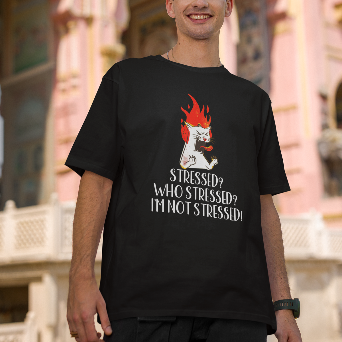 Stressed Who's Stressed? I'm Not Stressed Funny Angry Cat T Shirt - Wonder Print Shop