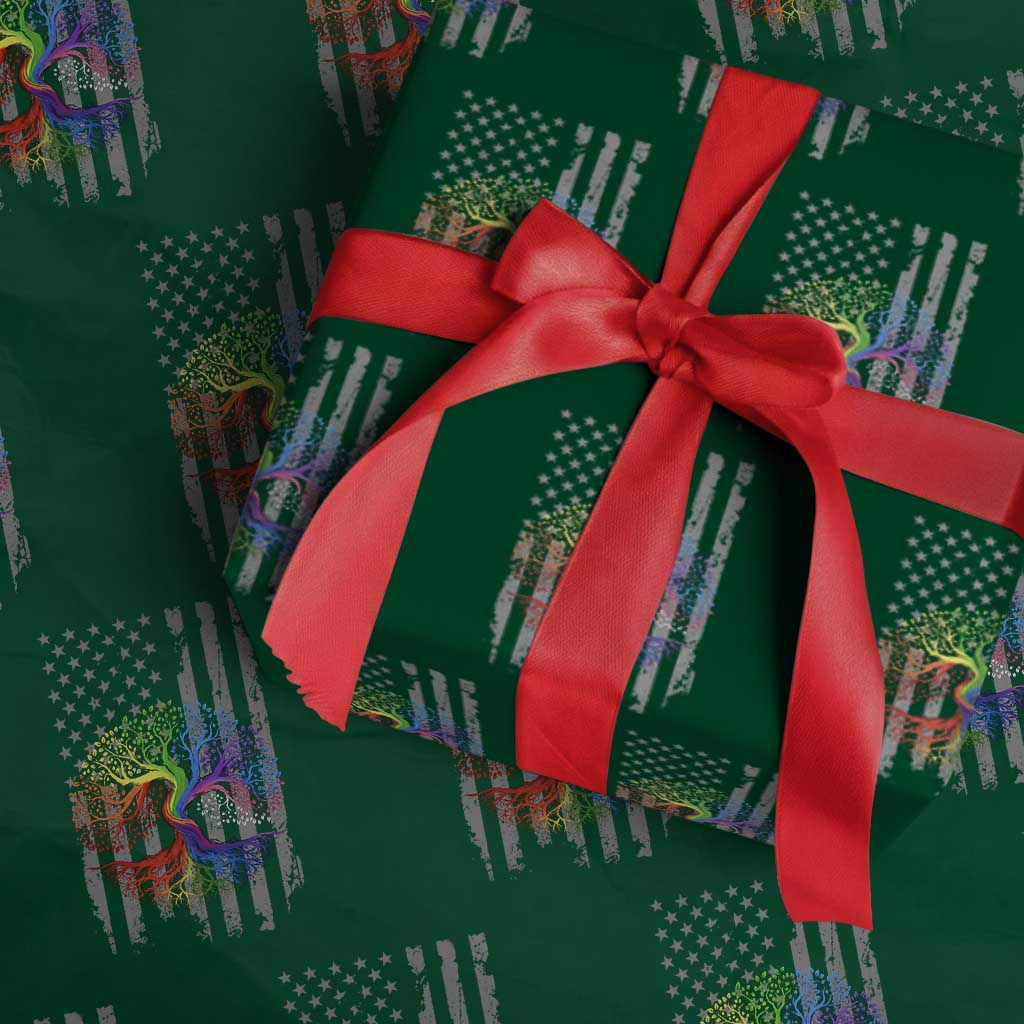 Tree of Life Rainbow LGBTQ Pride Wrapping Paper Roll American Flag Gift