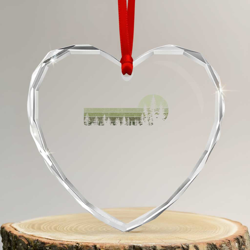 Trees Wildlife Nature Vintage Forest Heart Crystal Glass Ornament - Wonder Print Shop