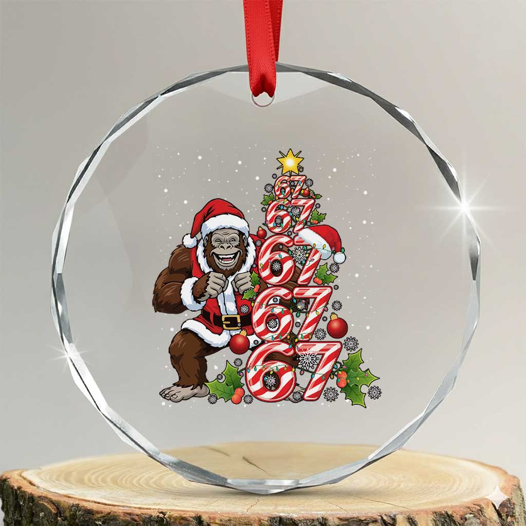 Trending Six Seven Meme Bigfoot Christmas Tree Crystal Glass Ornament Holiday Gift - Wonder Print Shop