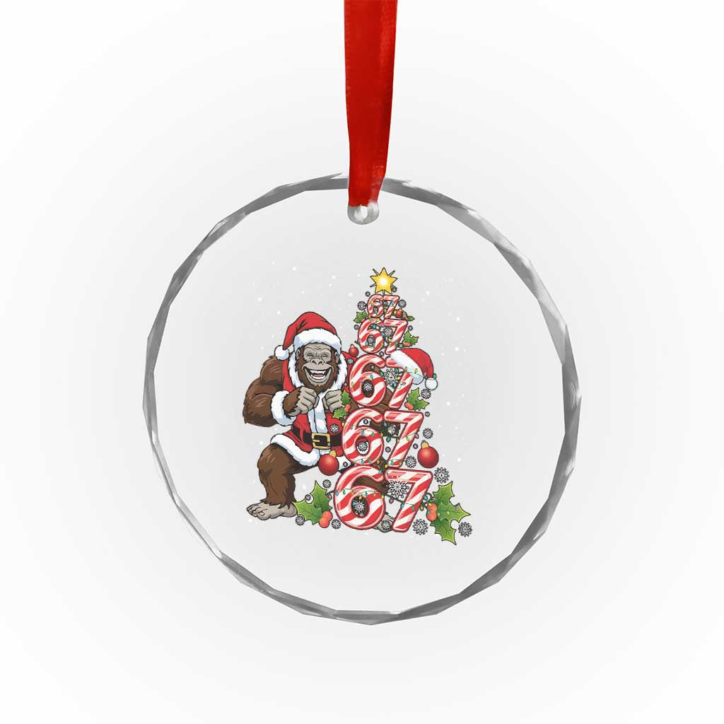 Trending Six Seven Meme Bigfoot Christmas Tree Crystal Glass Ornament Holiday Gift - Wonder Print Shop