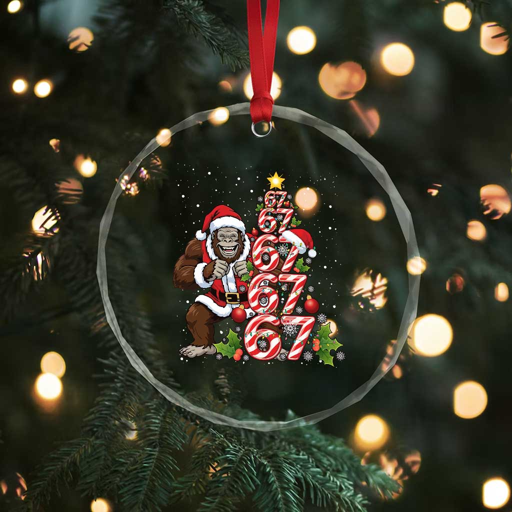 Trending Six Seven Meme Bigfoot Christmas Tree Crystal Glass Ornament Holiday Gift - Wonder Print Shop