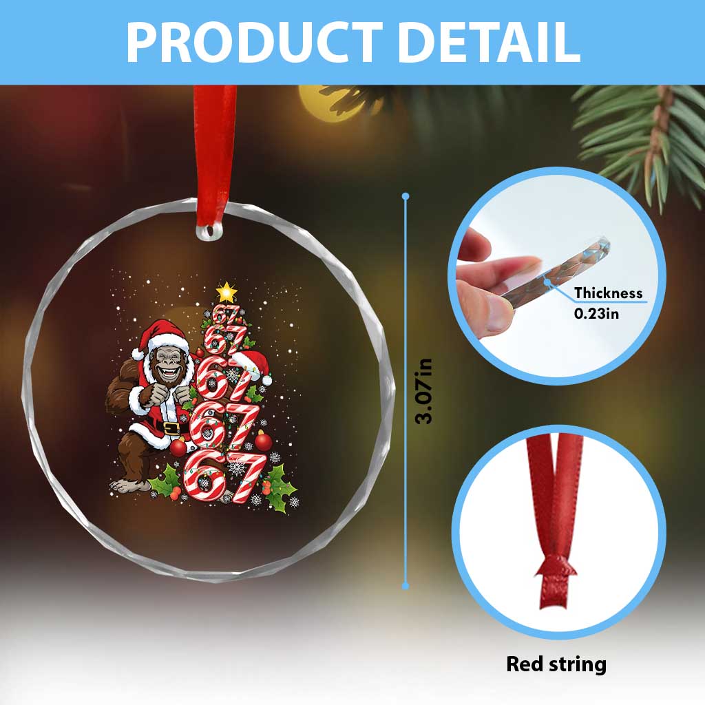 Trending Six Seven Meme Bigfoot Christmas Tree Crystal Glass Ornament Holiday Gift - Wonder Print Shop