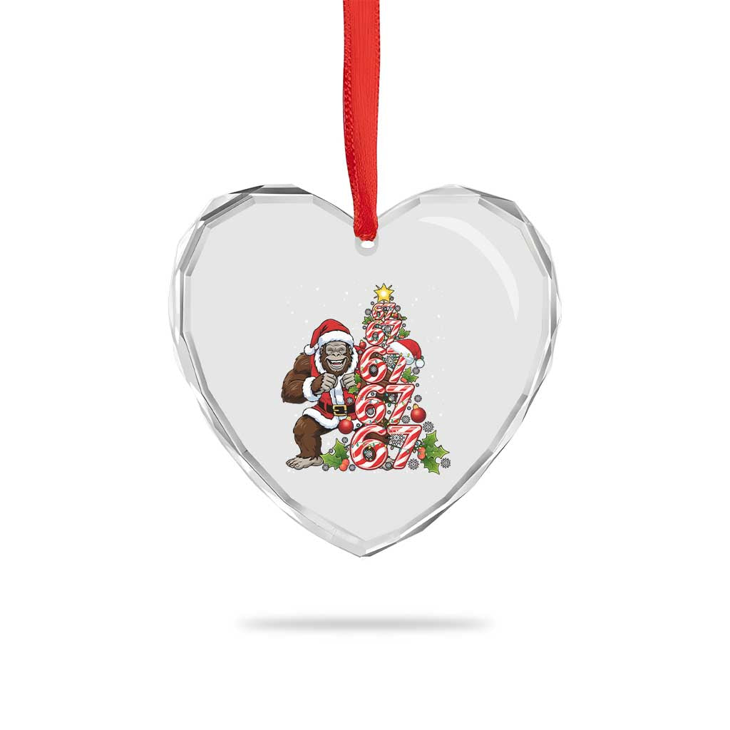 Trending Six Seven Meme Bigfoot Christmas Tree Heart Crystal Glass Ornament Holiday Gift - Wonder Print Shop