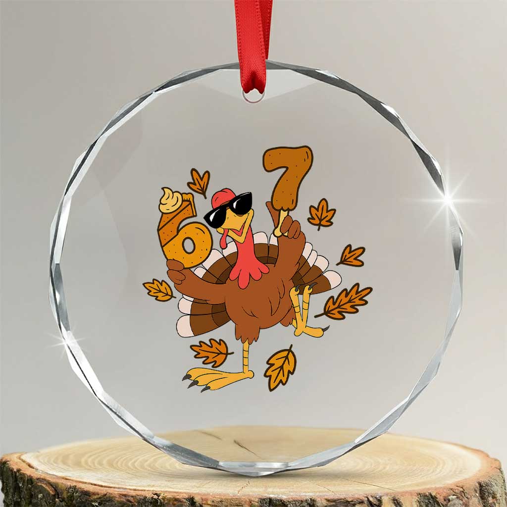 Trending Six Seven Meme Turkey Crystal Glass Ornament Funny Thanksgiving Gift - Wonder Print Shop