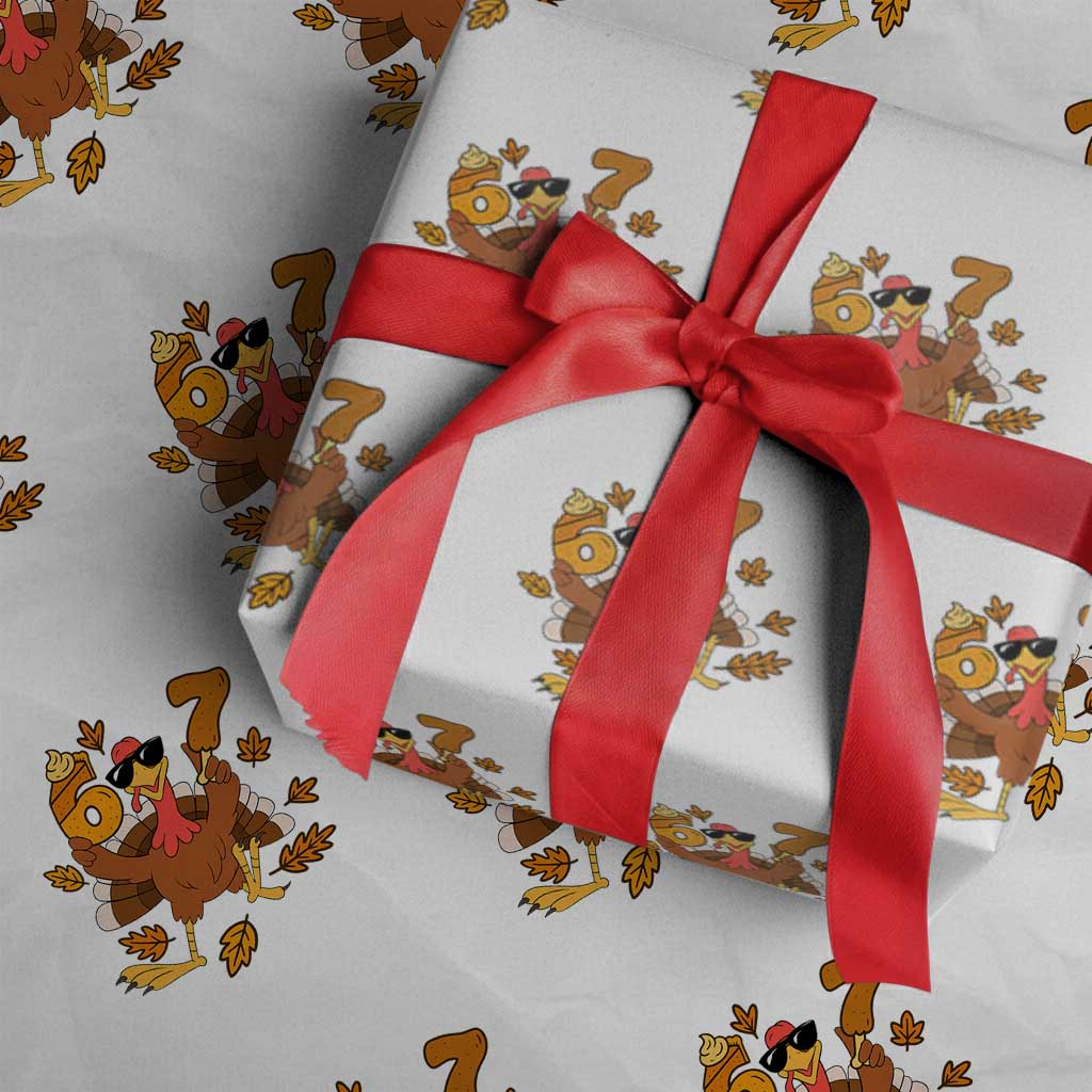 Trending Six Seven Meme Turkey Wrapping Paper Roll Funny Thanksgiving Gift - Wonder Print Shop