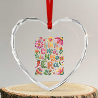 Trendy Floral Fiesta Celebration Heart Crystal Glass Ornament In My Cinco De Mayo Era