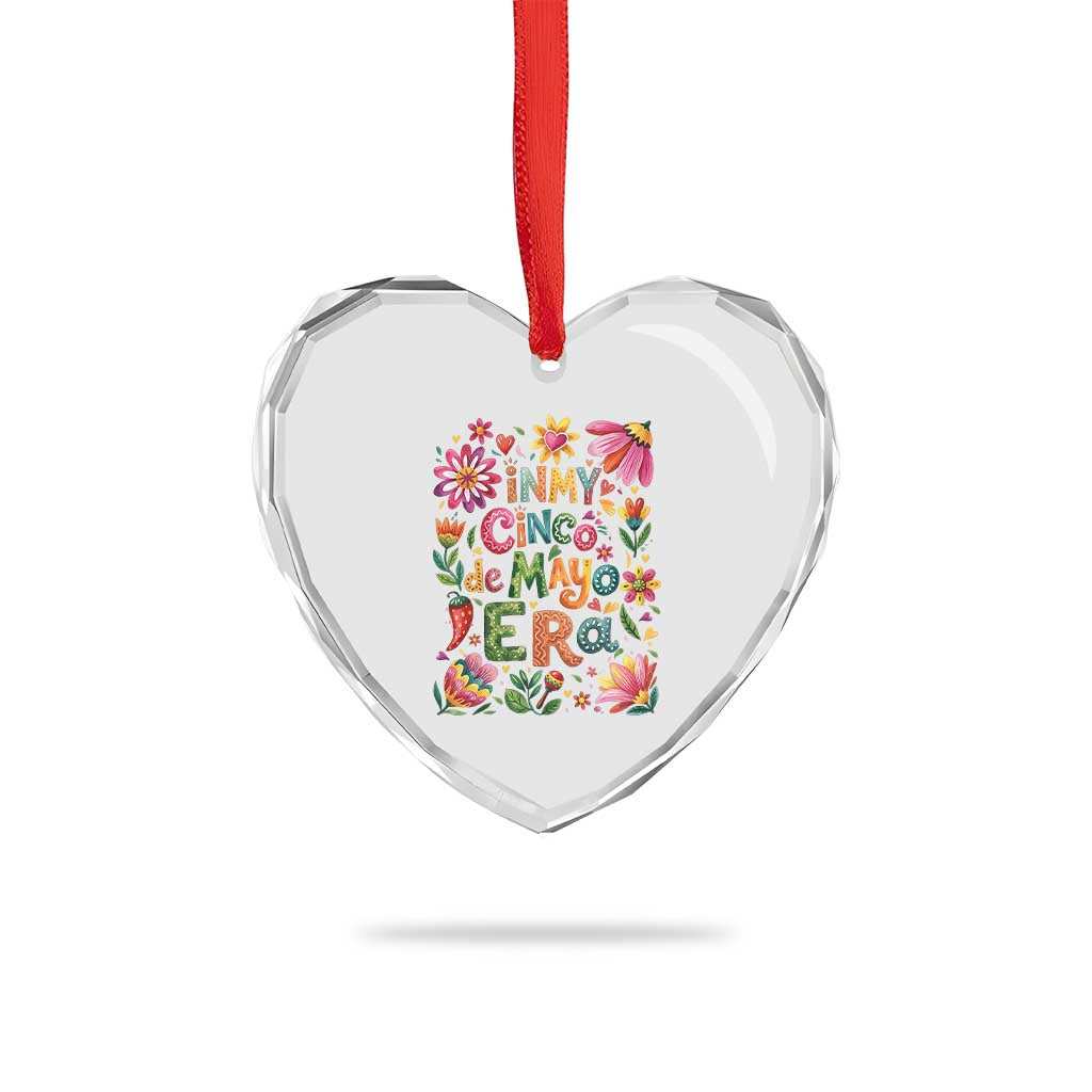 Trendy Floral Fiesta Celebration Heart Crystal Glass Ornament In My Cinco De Mayo Era