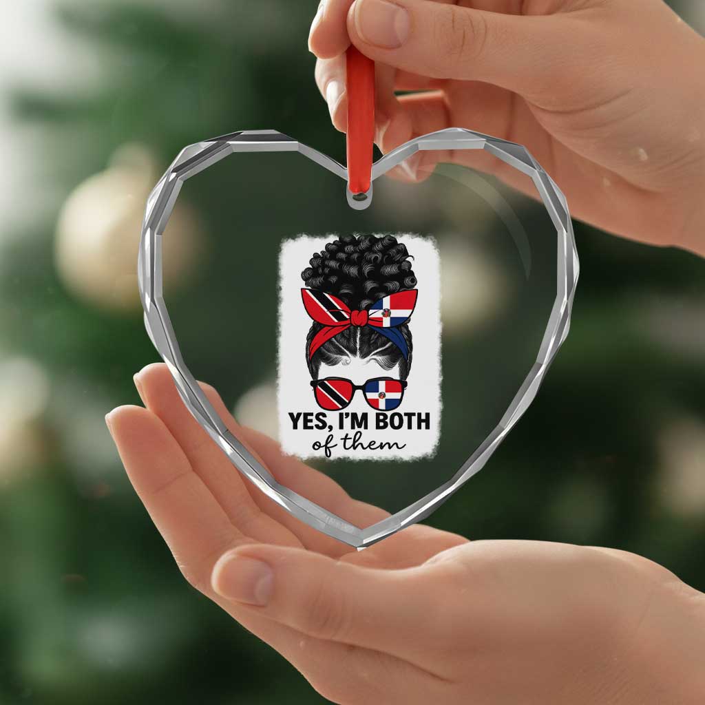 Trini Dominican Girl Heart Crystal Glass Ornament Yes Im Both Trinidad And Tobago Dominican Pride