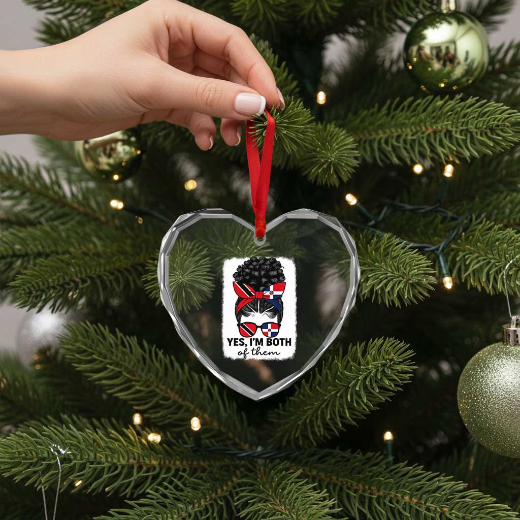 Trini Dominican Girl Heart Crystal Glass Ornament Yes Im Both Trinidad And Tobago Dominican Pride