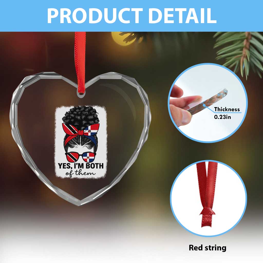 Trini Dominican Girl Heart Crystal Glass Ornament Yes Im Both Trinidad And Tobago Dominican Pride
