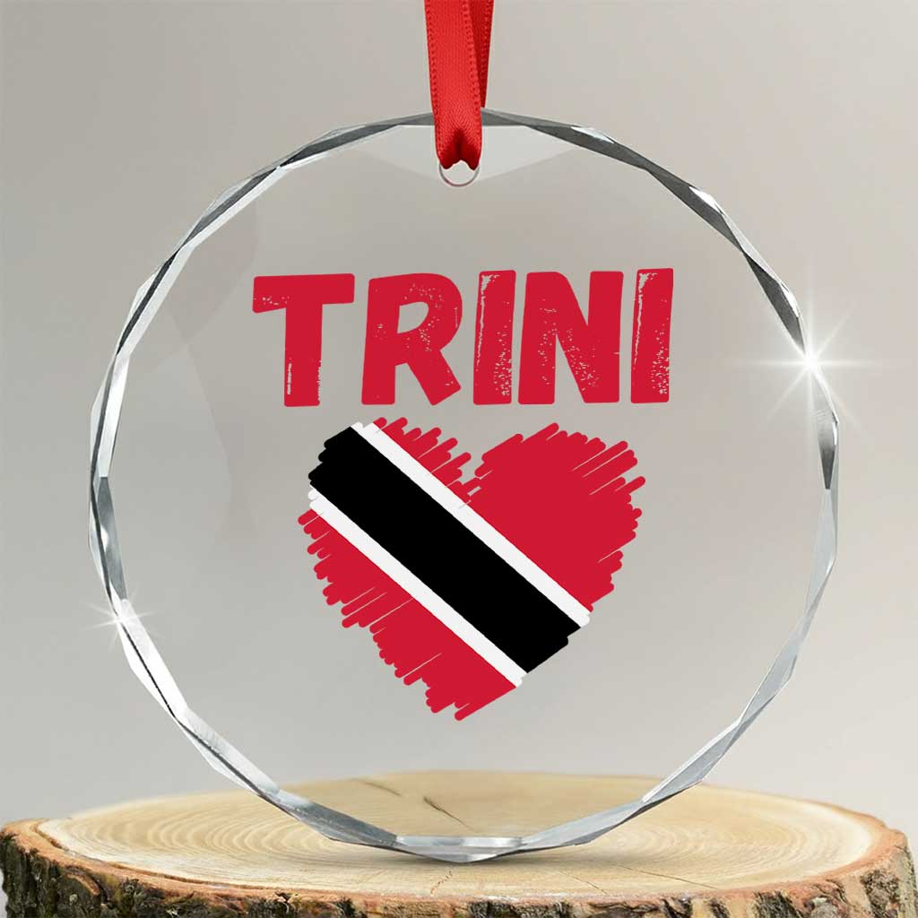 Trini Pride Crystal Glass Ornament Trinidad and Tobago Heart Flag Caribbean Roots TS10