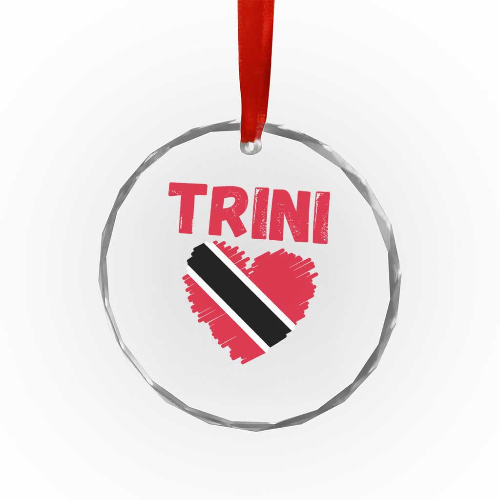 Trini Pride Crystal Glass Ornament Trinidad and Tobago Heart Flag Caribbean Roots TS10