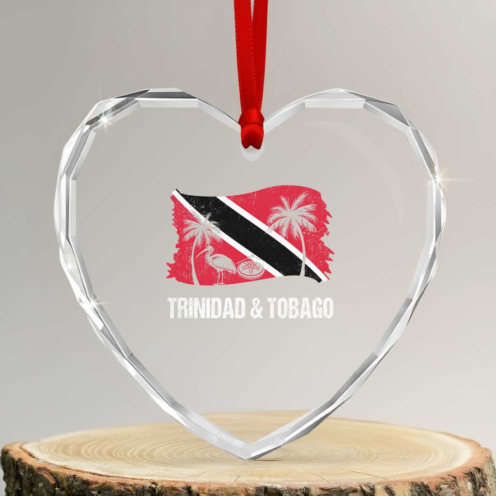 Trini Pride Heart Crystal Glass Ornament Caribbean Trinidad And Tobago Flag