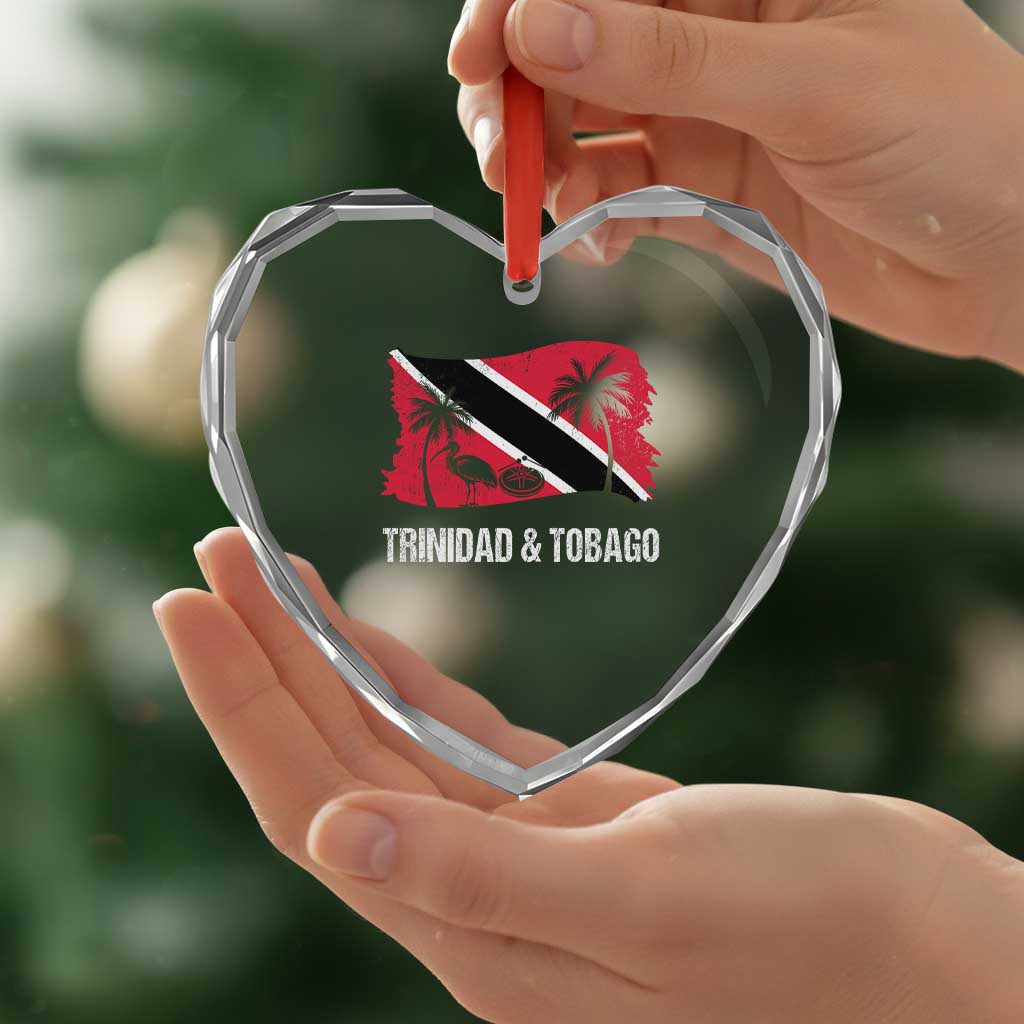 Trini Pride Heart Crystal Glass Ornament Caribbean Trinidad And Tobago Flag