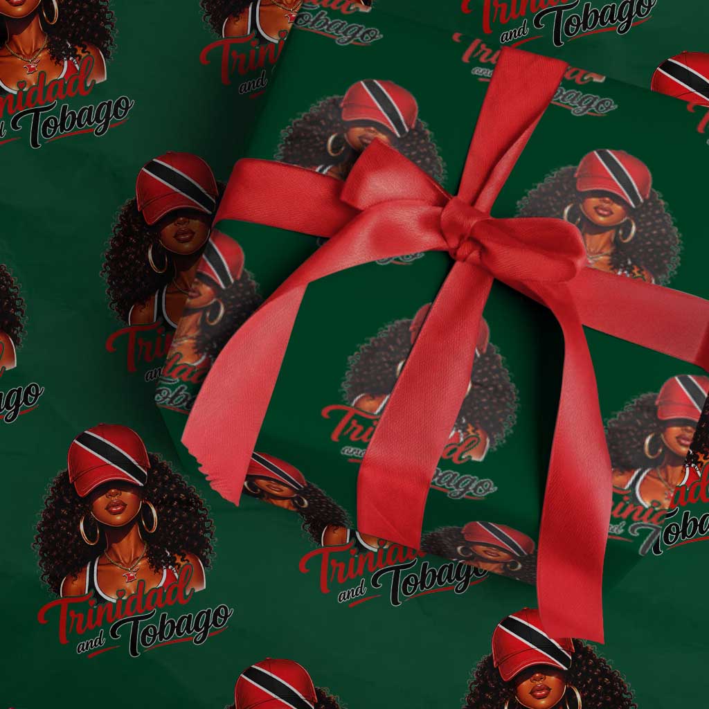 Trinidad and Tobago Afro Girl Wrapping Paper Roll Trini Black Queen Caribbean Pride Heritage Gift