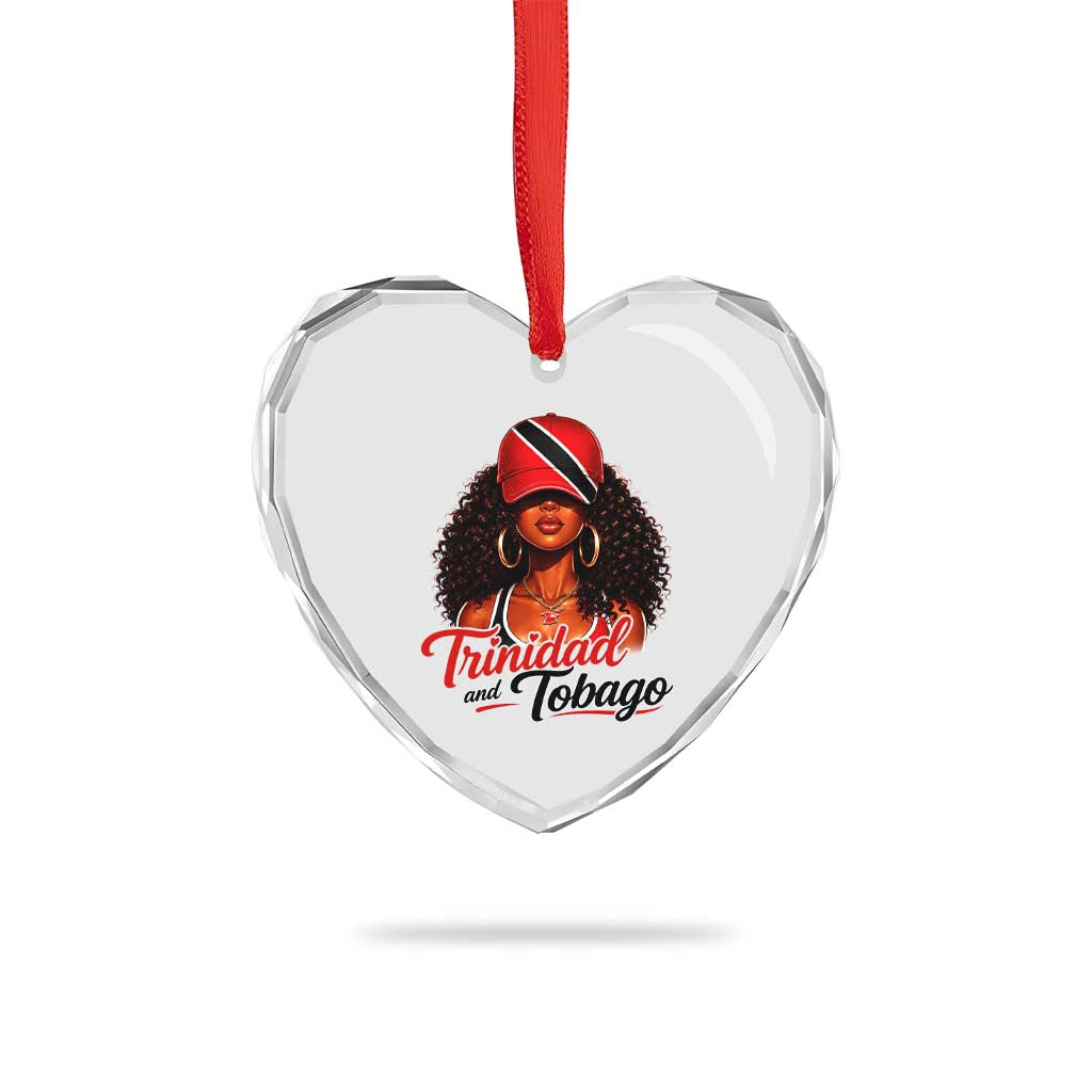 Trinidad and Tobago Afro Girl Heart Crystal Glass Ornament Trini Black Queen Caribbean Pride Heritage Gift