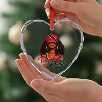 Trinidad and Tobago Afro Girl Heart Crystal Glass Ornament Trini Black Queen Caribbean Pride Heritage Gift