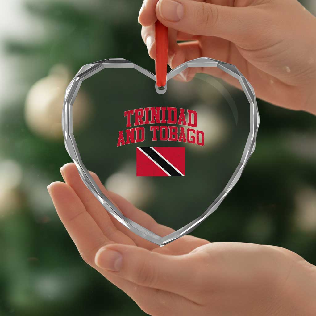 Trinidad And Tobago Athletic Throwback Design Heart Crystal Glass Ornament Vintage Trinidadian Flag