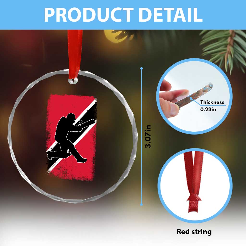 Trinidad and Tobago Cricket Crystal Glass Ornament Retro Vintage Sport Trini Trinidadian Flag Cricket Fan