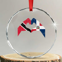 Trinidad and Tobago Dominican Crystal Glass Ornament Two Flags One Heart