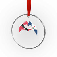 Trinidad and Tobago Dominican Crystal Glass Ornament Two Flags One Heart