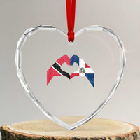 Trinidad and Tobago Dominican Heart Crystal Glass Ornament Two Flags One Heart