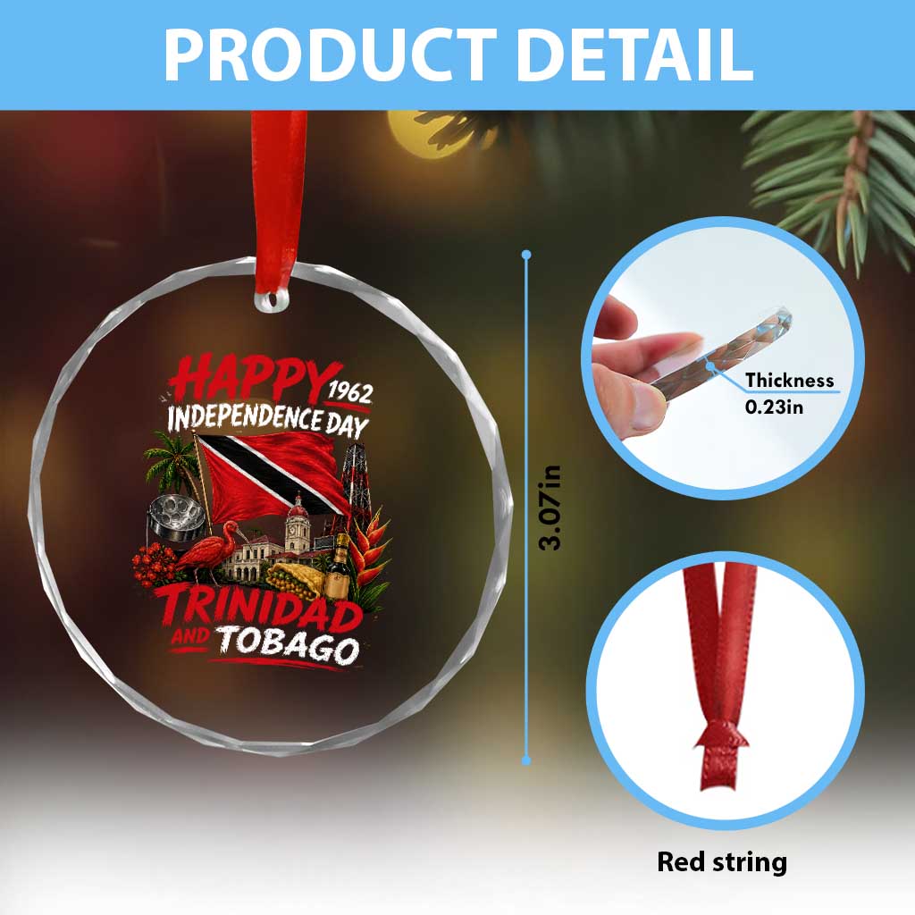 Trinidad And Tobago Independence Day Crystal Glass Ornament Trinidadian Heritage Steelpan Scarlet Ibis